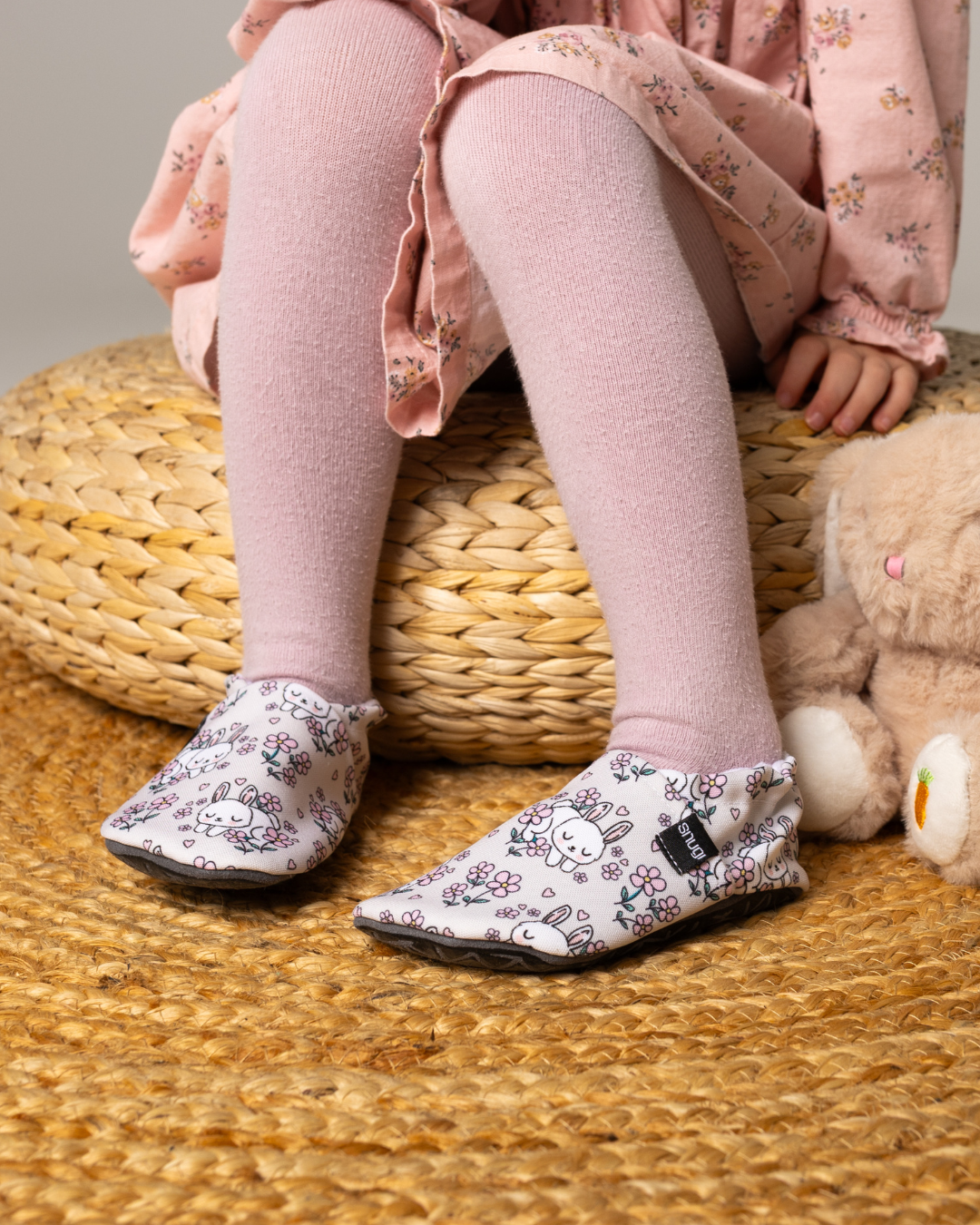 Barefoot slippers Bunny and Flowers