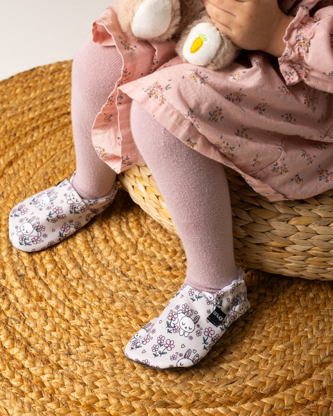 Barefoot slippers Bunny and Flowers