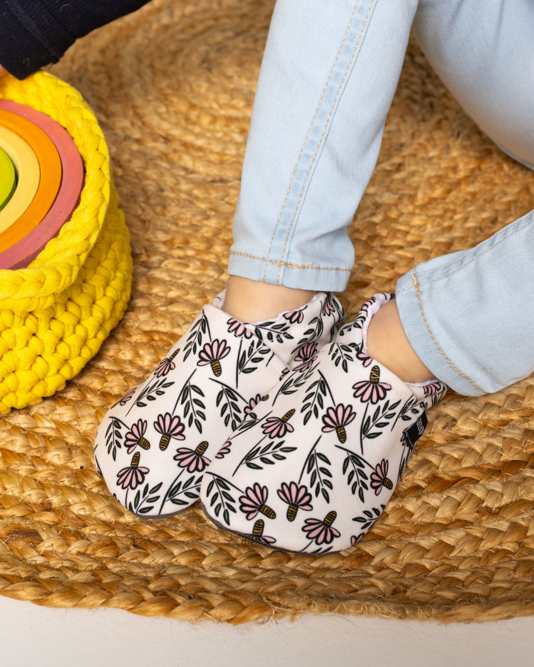 Barefoot Shoes Flowers on White